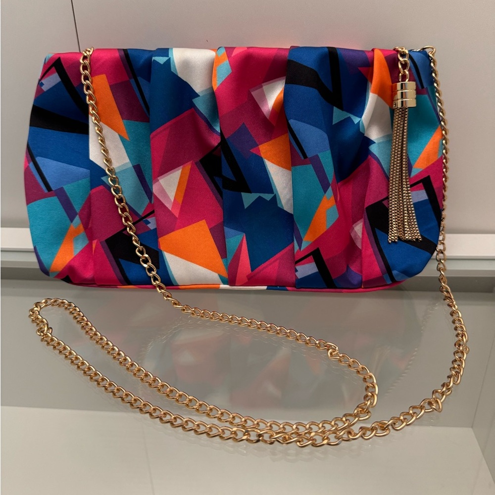 Silk Clutch Multicolored Crossbody Chain